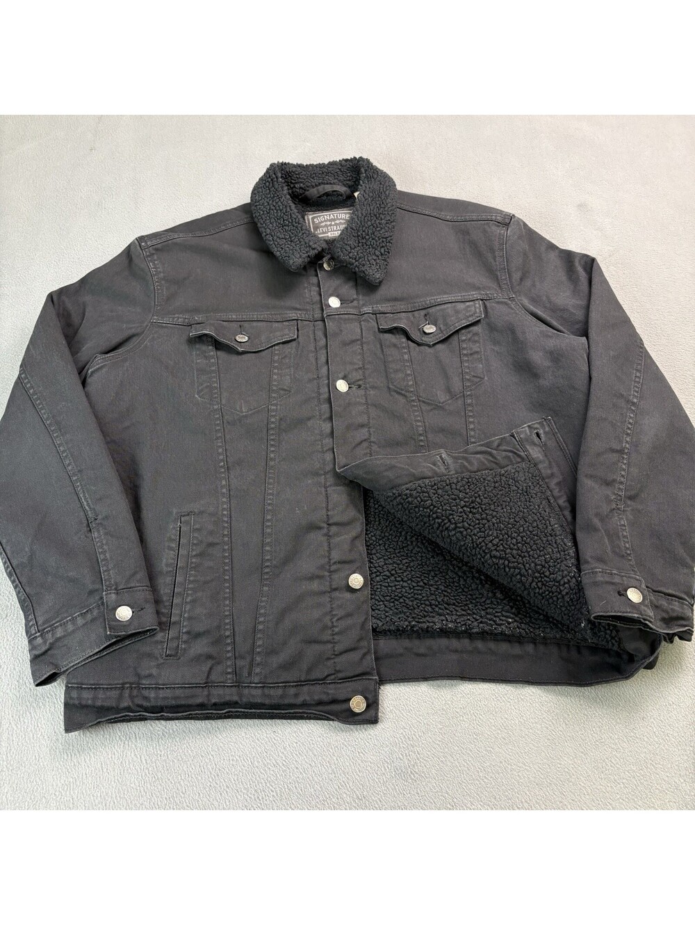 Levi’s Sherpa Lined Denim Jean Trucker Jacket Size XL Black